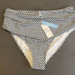 Cupshe Black and White High-Waisted Bikini Bottom